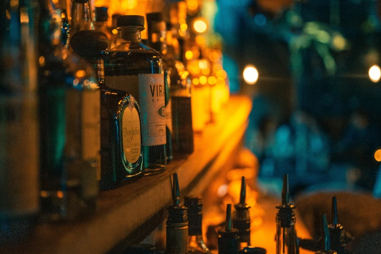 Liquor bottles at a bar
